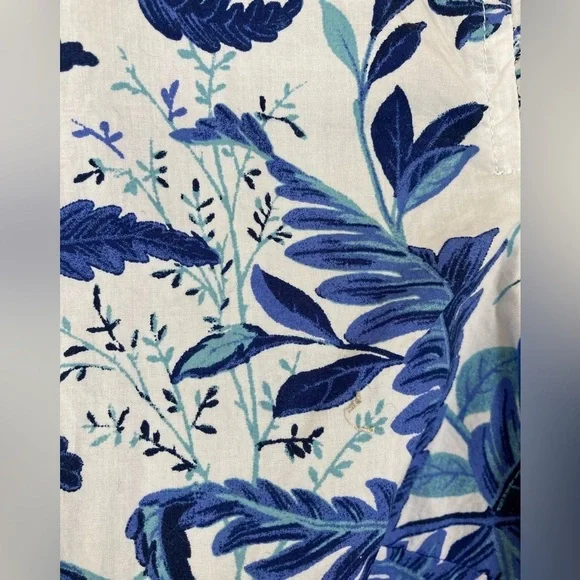 Talbots Cotton Blue & White Fern Print Button Down Shirt Polka Dot Cuff (Size S) - Picture 7 of 10